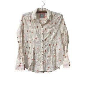 Anthropologie Maeve Womens Light Pink Teepee Embroidered A Line Button Shirt 2